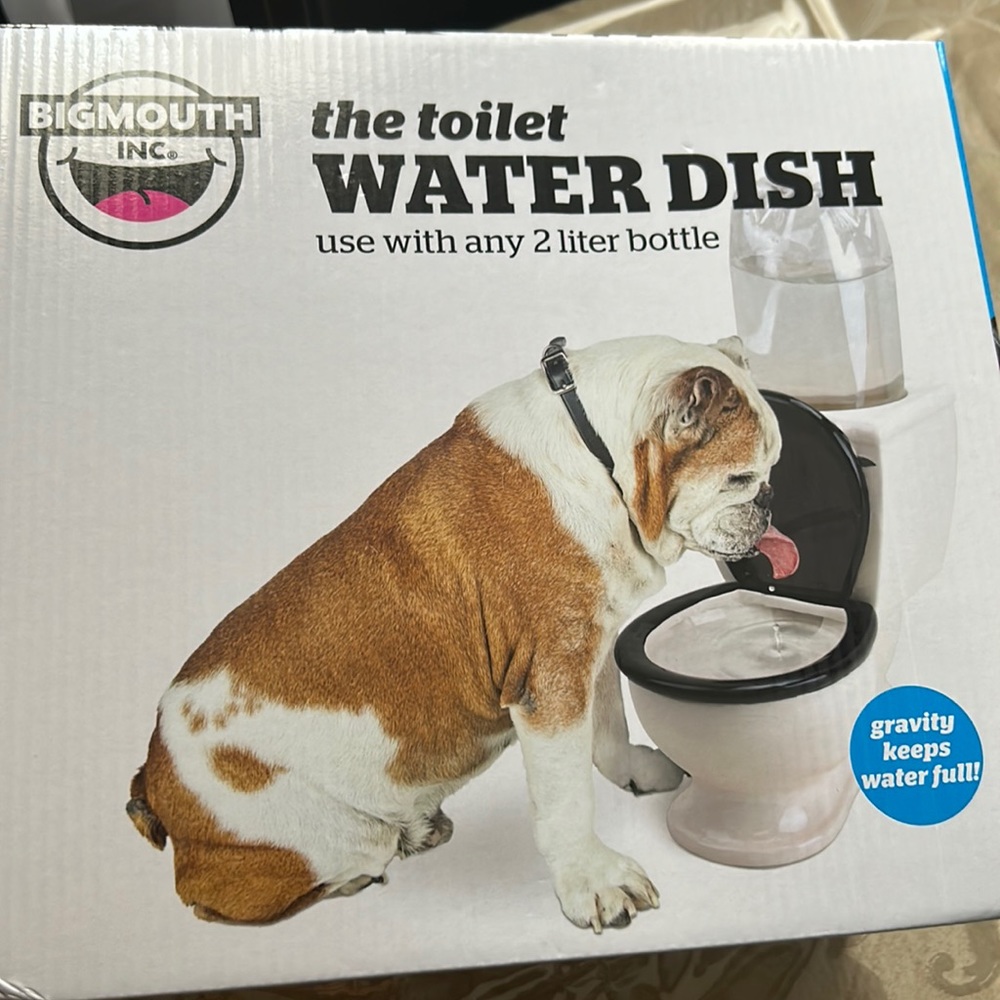 The toilet water dish for dogs and cats.